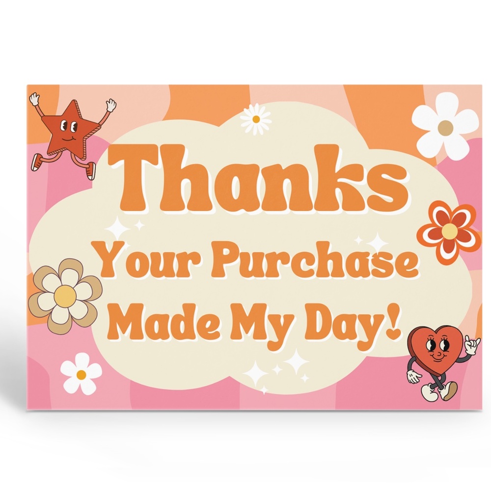 Small Business Thank You Card (3.5"x5") - Groovy Retro Style